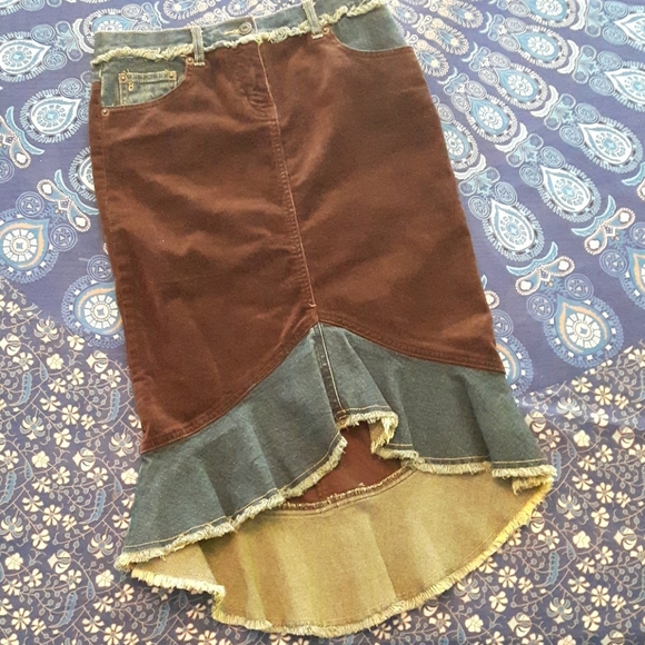size 25 Buffalo denim corduroy asymmetrical skirt - Picture 3 of 12